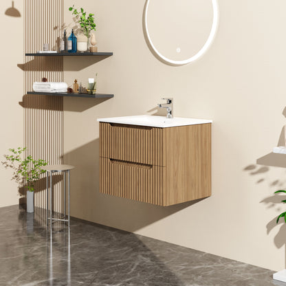 24&quot; Wall Mount Bathroom Vanity Cabinet Floating (Cabinet Only) - Walnut