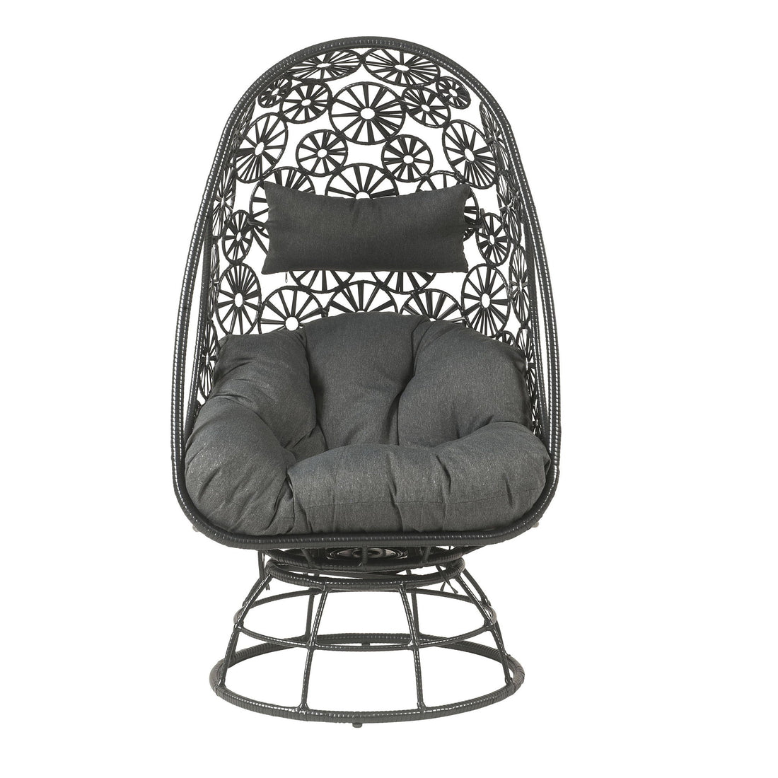 Hikre - Patio Lounge Chair &amp; Side Table - Black / Charcoal