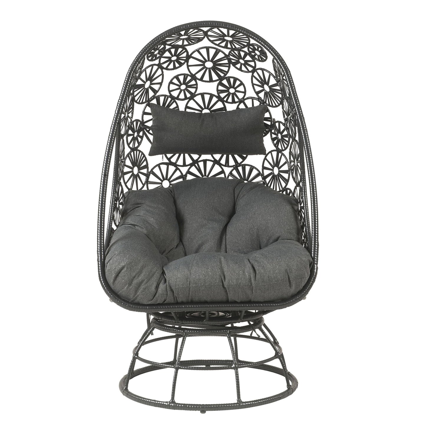 Hikre - Patio Lounge Chair &amp; Side Table - Black / Charcoal