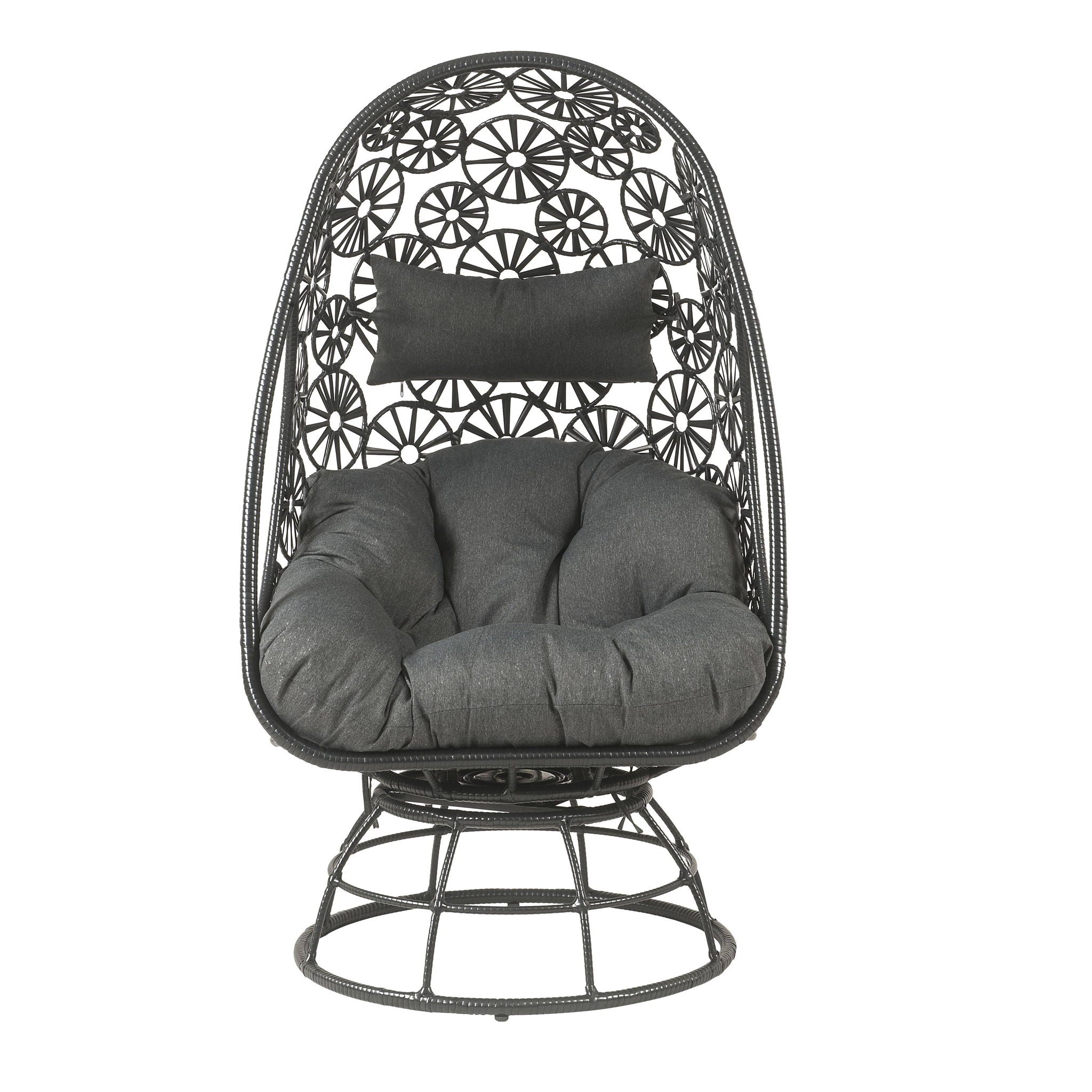 Hikre - Patio Lounge Chair &amp; Side Table - Black / Charcoal
