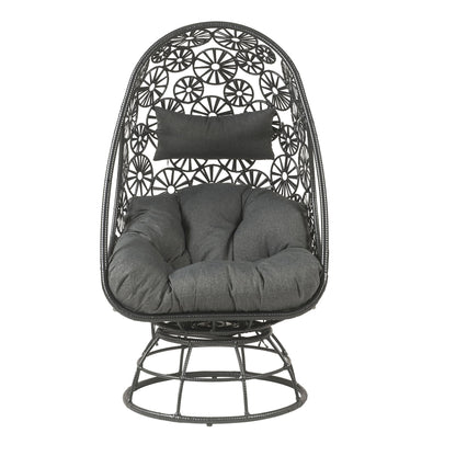 Hikre - Patio Lounge Chair &amp; Side Table - Black / Charcoal