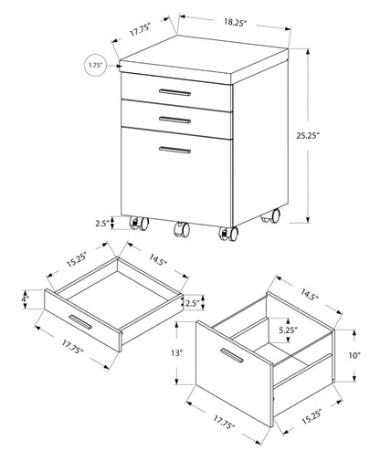 File Cabinet, Rolling Mobile, Storage Drawers, Printer Stand, Office, Contemporary &amp; Modern