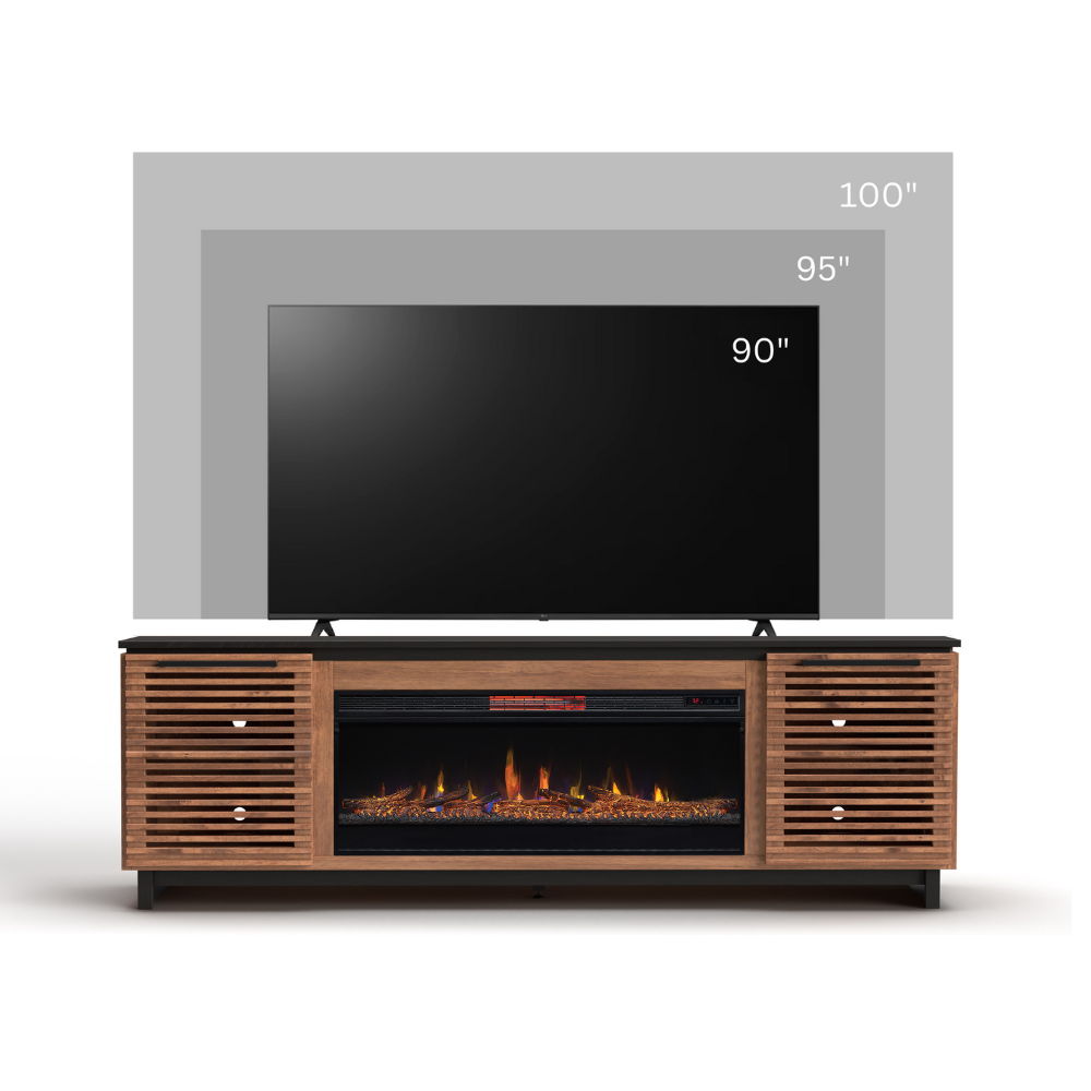 Graceland - Fireplace TV Stand Console For TVs Up To 100&quot; - Black, Bourbon