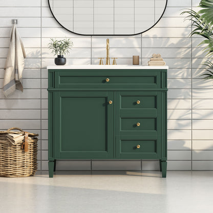 Bathroom Vanity &amp; Top Sink, Modern Bathroom Storage Cabinet With 2 Drawers And A Tip-Out Drawer