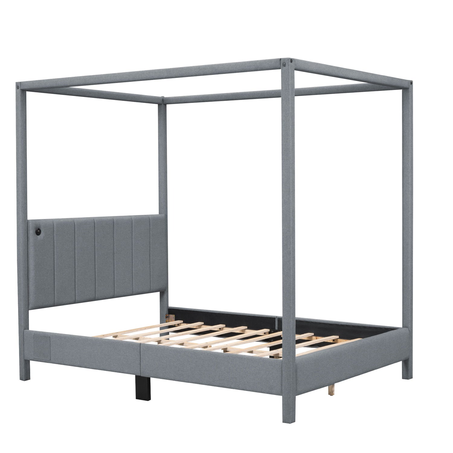 Canopy Platform Bed With USB And Type-C Ports