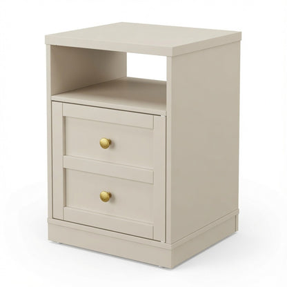 Nightstand With Door &amp; Shelf, 2 Drawer Side Table