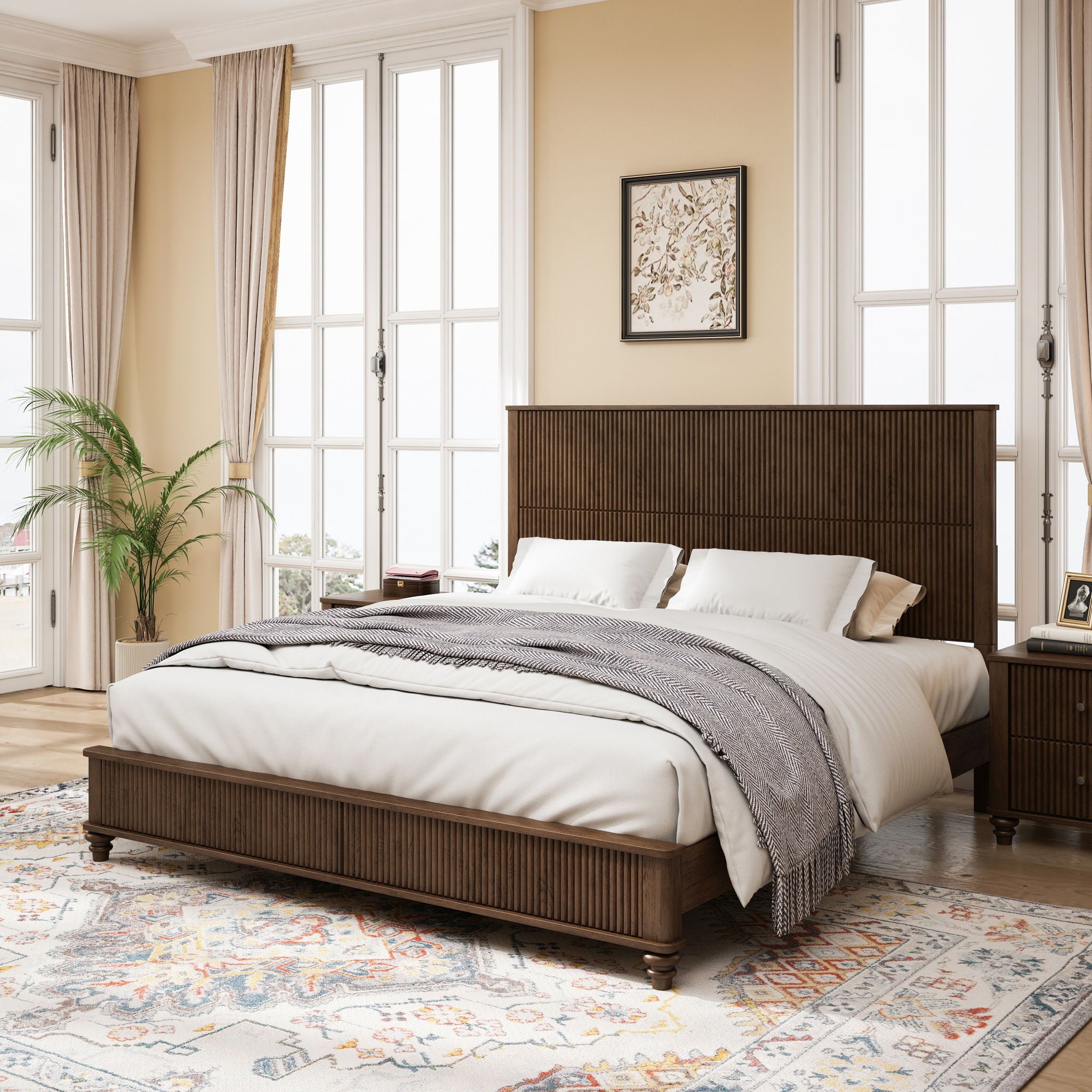 Platform Bed Frame &amp; Tall Headboard