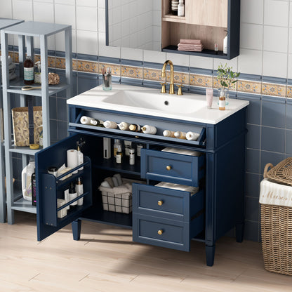 Bathroom Vanity &amp; Top Sink, Modern Bathroom Storage Cabinet With 2 Drawers And A Tip-Out Drawer