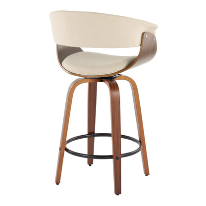Vintage Mod - Mid Century Modern Fixed Height Counter Stool &amp; Swivel With Round Footrest (Set of 2)