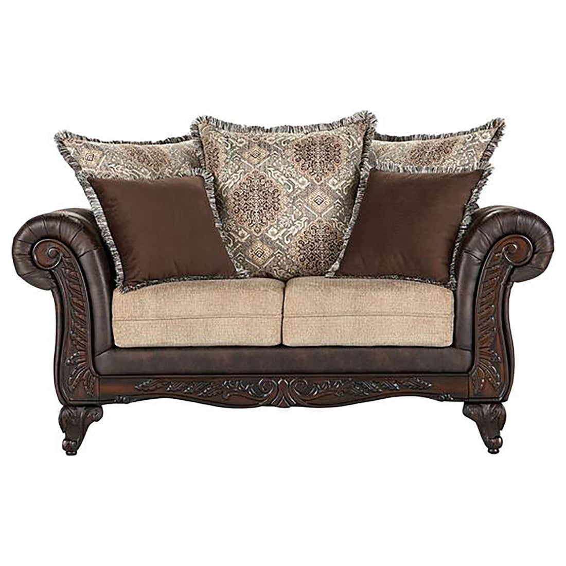 Brookridge - Rolled Arm Loveseat Sofa With Upholstery - Brown