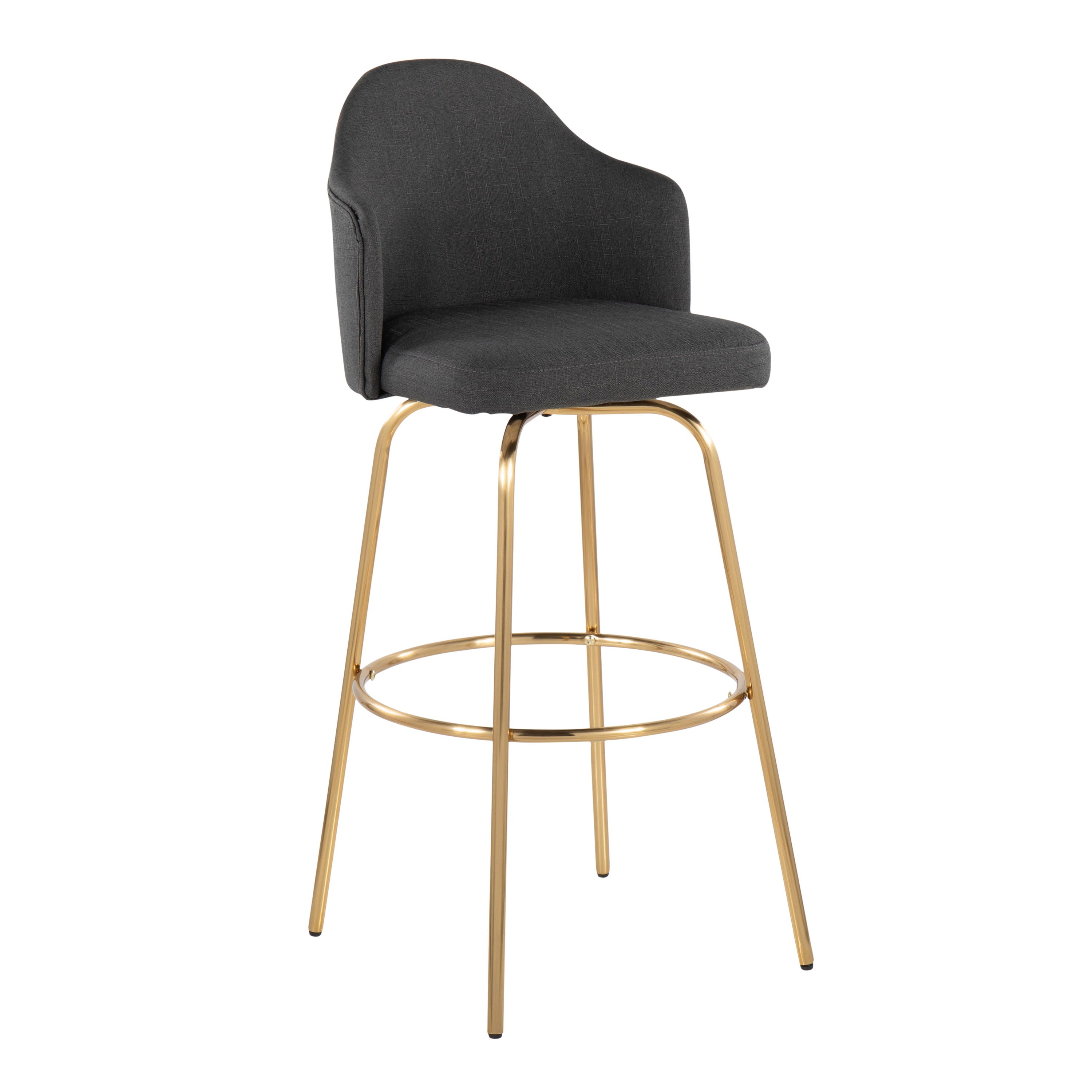 Ahoy - Contemporary Fixed Height Bar Stool &amp; Round Footrest (Set of 2)