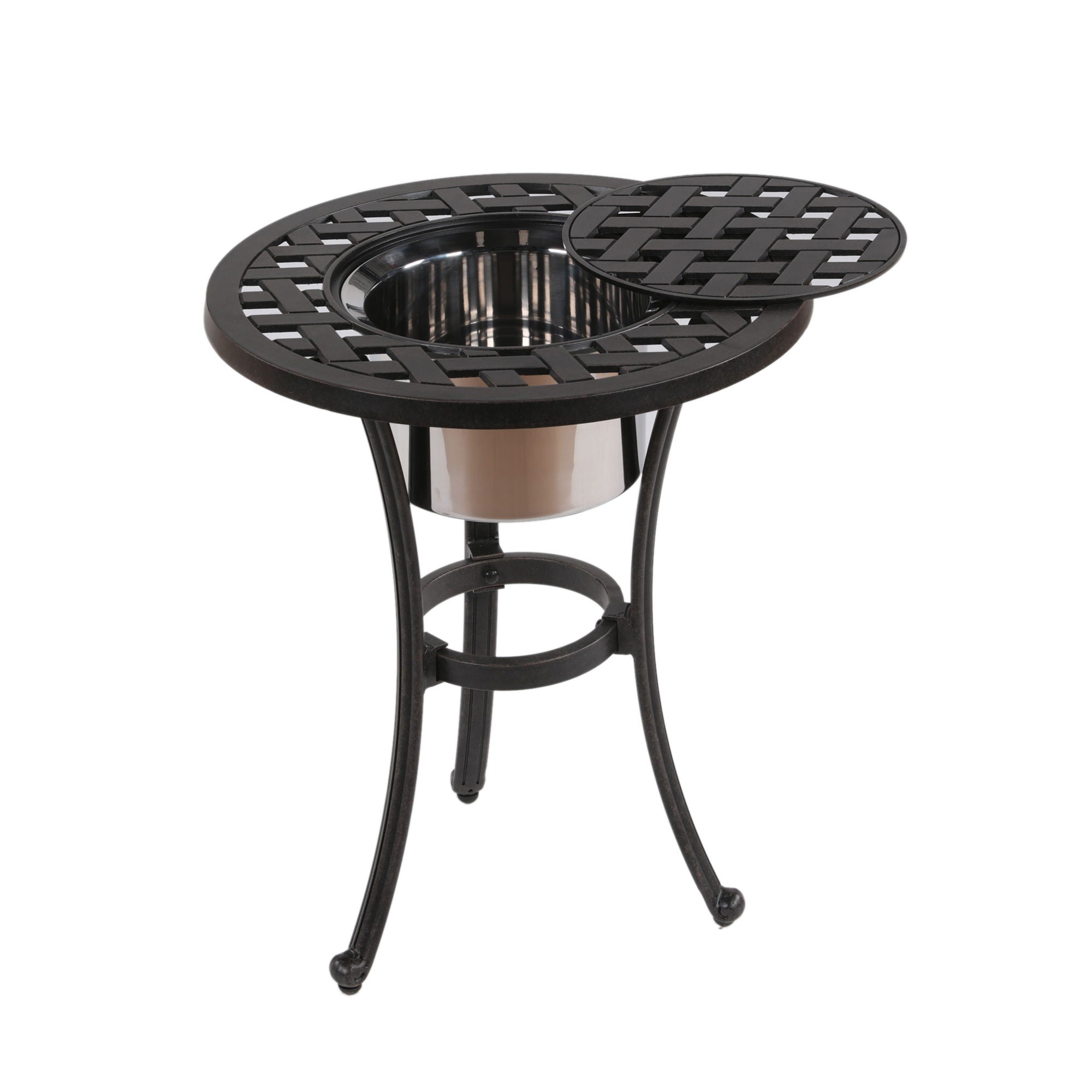 21&quot; Cast Aluminum Round Table With Ice Bucket