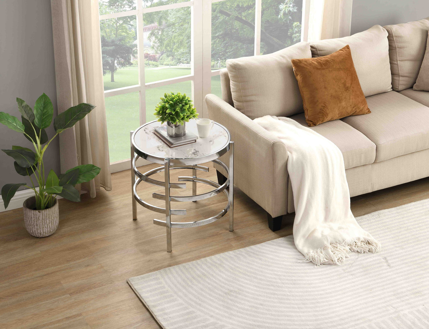 Elegant Round Table With Sintered Stone Top &amp; Sturdy Metal Frame