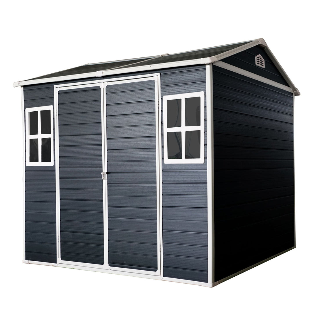 Resin Outdoor Storage Shed Waterproof Shed With Floor &amp; Two Windows &amp; Lockable Door, Tool Shed For Garden, Patio, Backyard