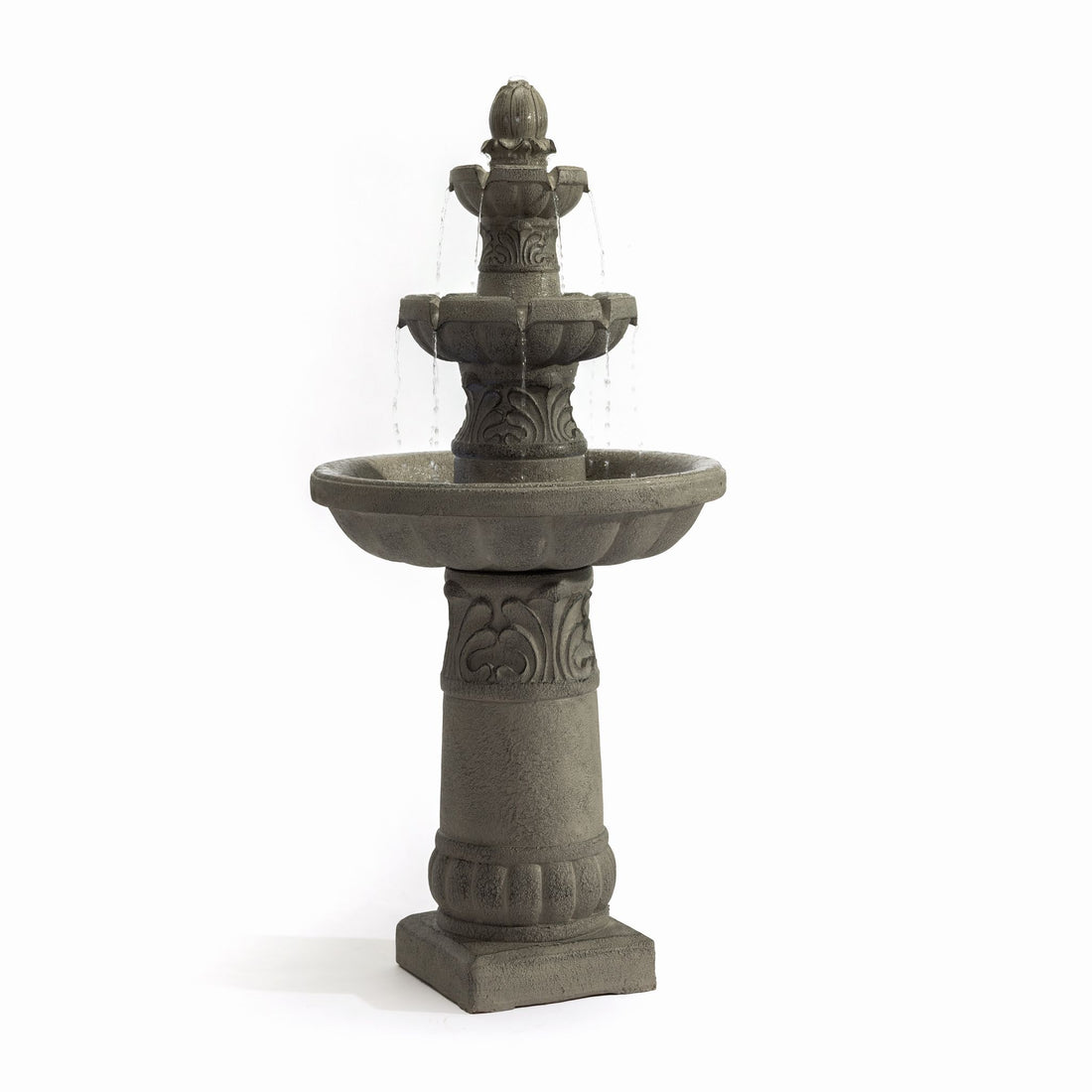 3 Tier Outdoor Garden Fountain With LED Lights - Gray