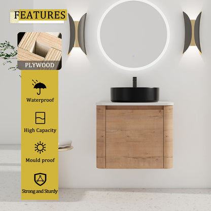 Wall Mounted Bathroom Vanity &amp; Art Sink &amp; 1 Soft Close Door