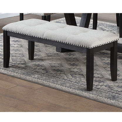 Upholstered Dining Bench With Tufted Seat And Nailhead Trim - Antique Black