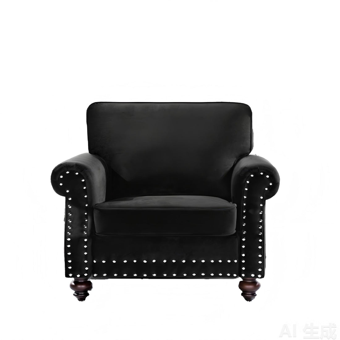 Upholstered Accent Armchair With Turned Legs For Living Room