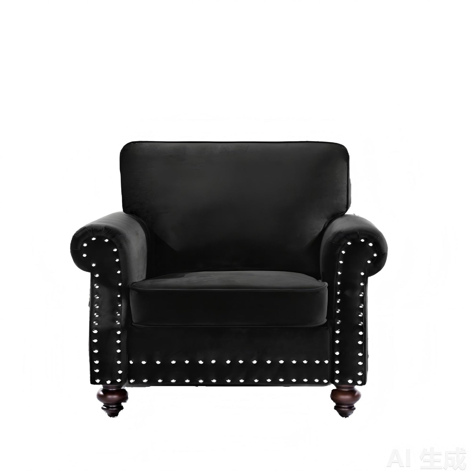 Upholstered Accent Armchair With Turned Legs For Living Room