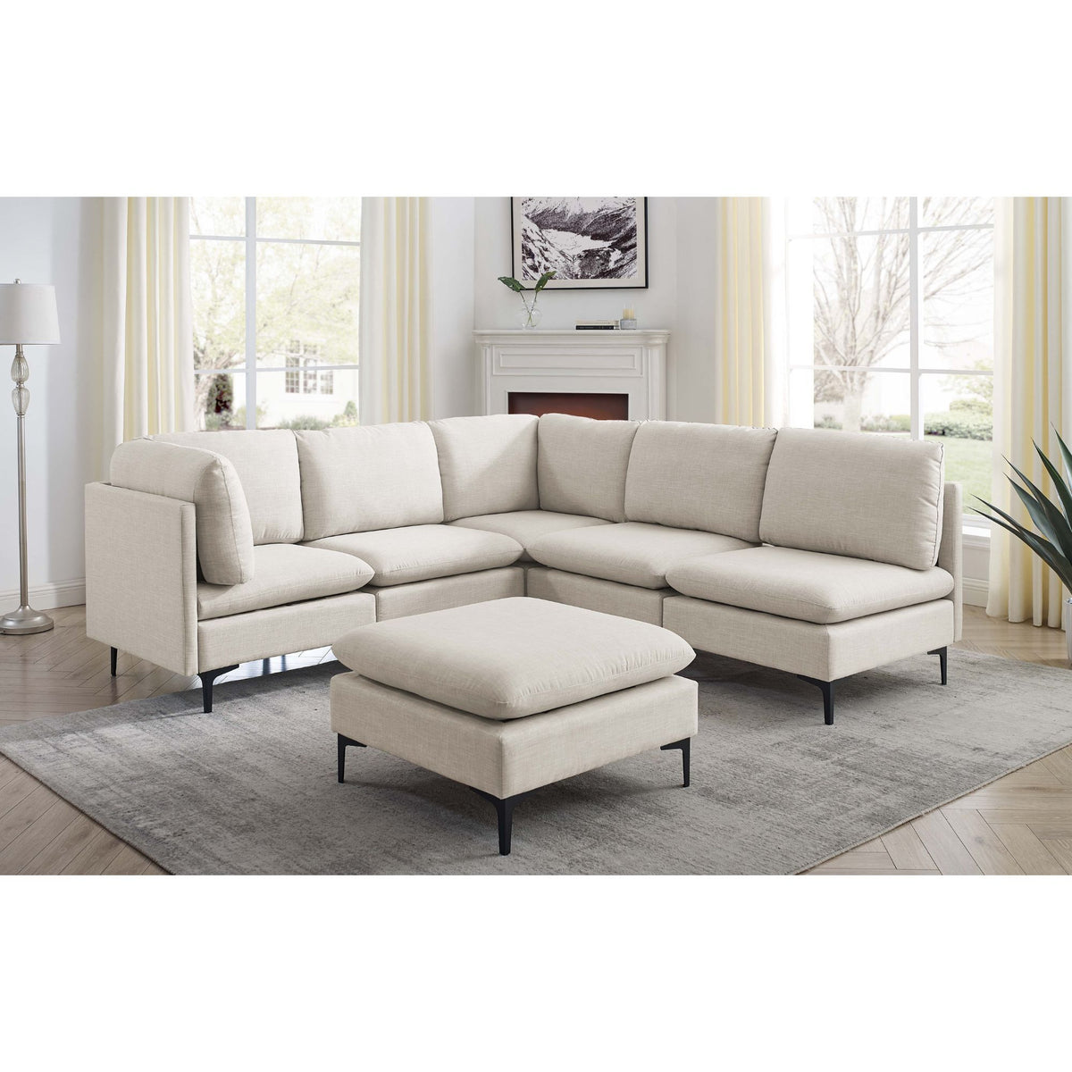 Upholstered Modular Sectional &amp; Tall Legs
