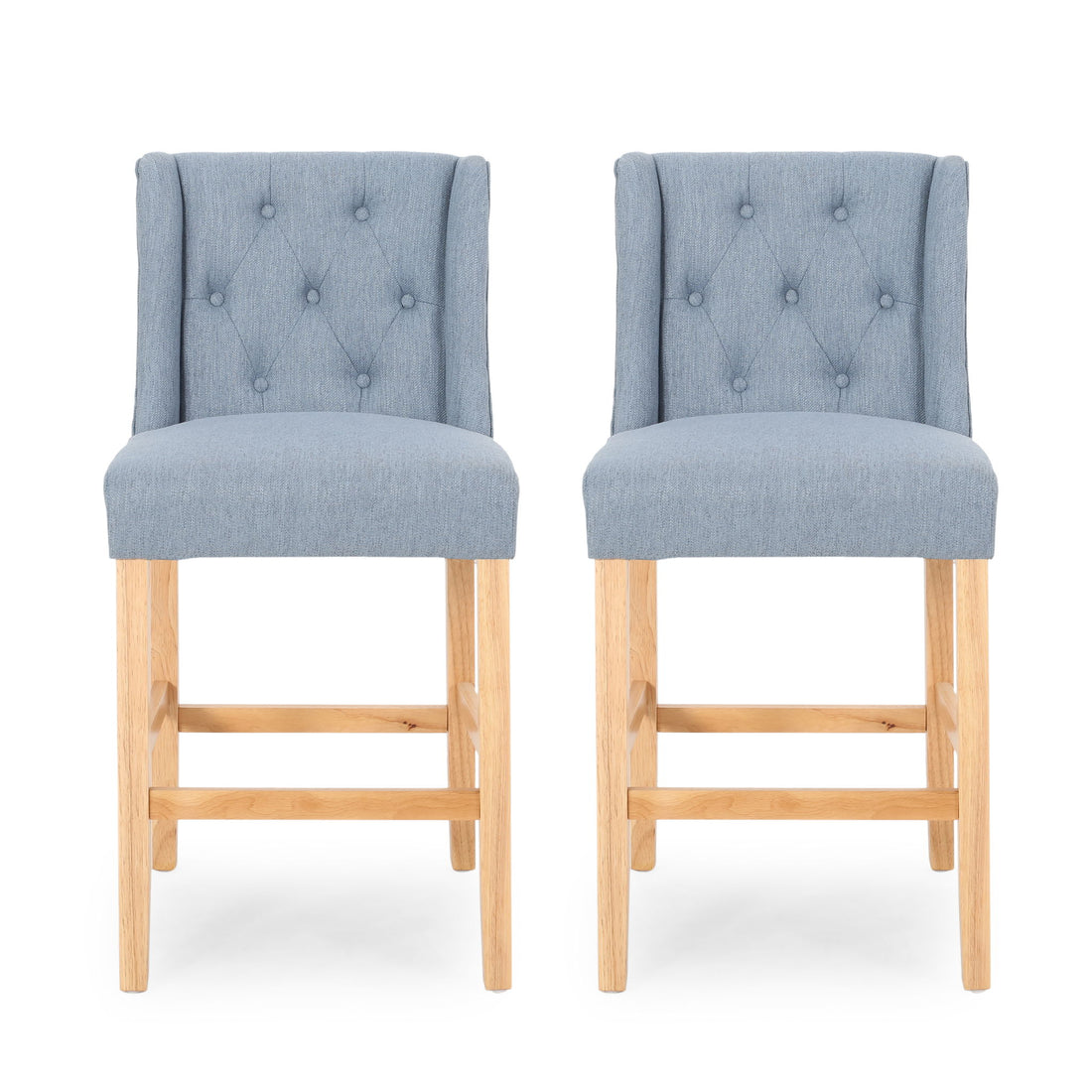 Vienna - Contemporary Fabric Tufted &amp; Wingback Counter Stools (Set of 2)