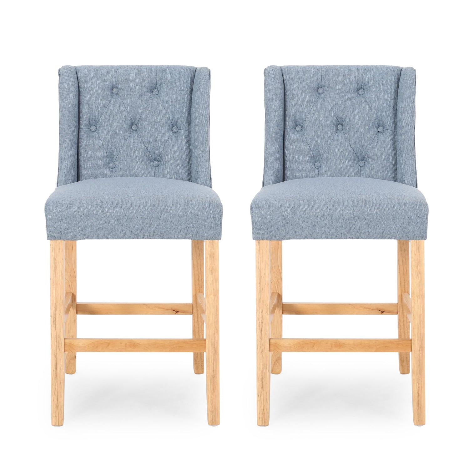 Vienna - Contemporary Fabric Tufted &amp; Wingback Counter Stools (Set of 2)