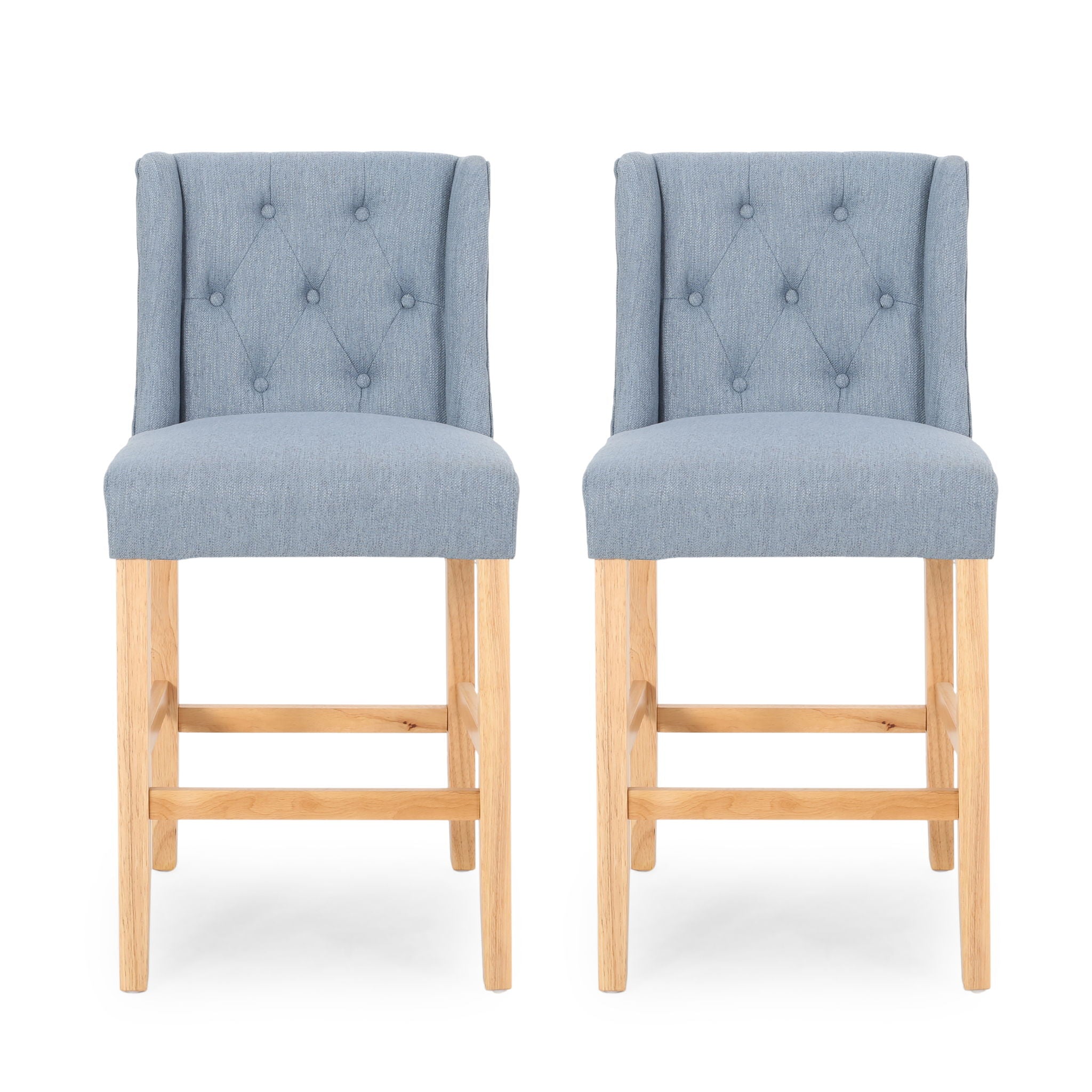 Vienna - Contemporary Fabric Tufted &amp; Wingback Counter Stools (Set of 2)