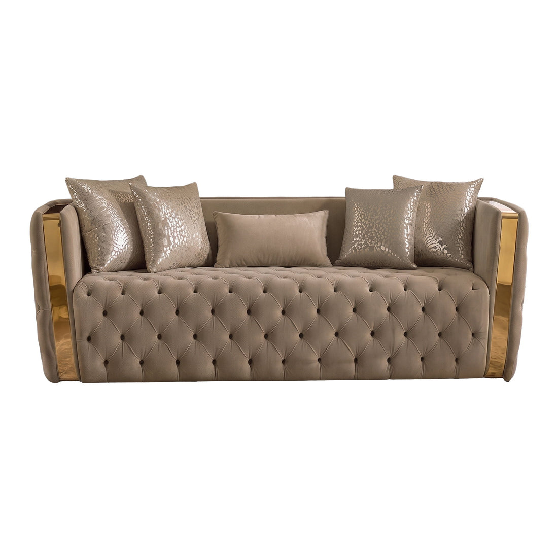 Naomi - Button Tufted Sofa - Taupe