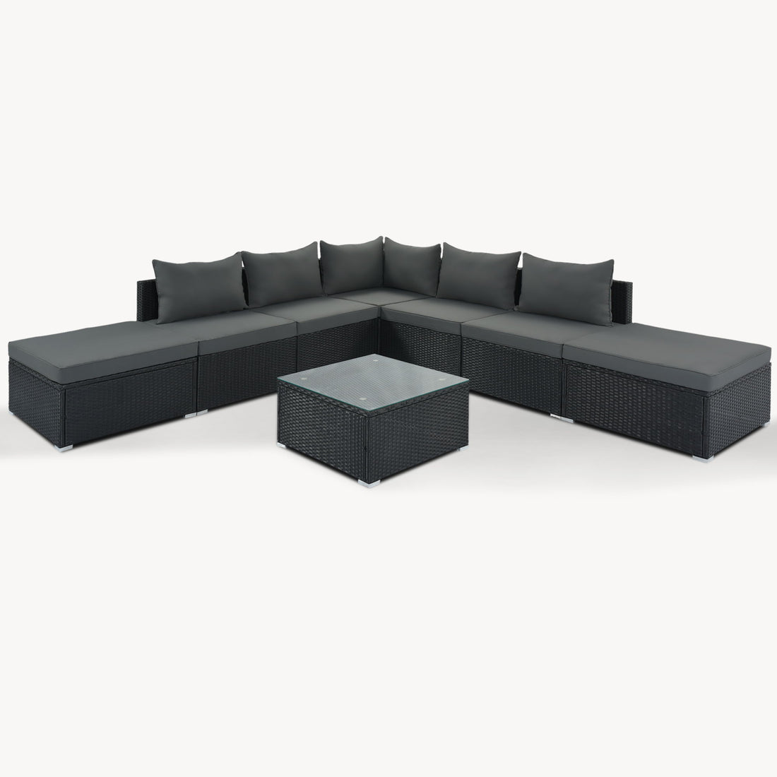 8 Pieces Outdoor Patio Furniture Conversation Wicker Sofa Set