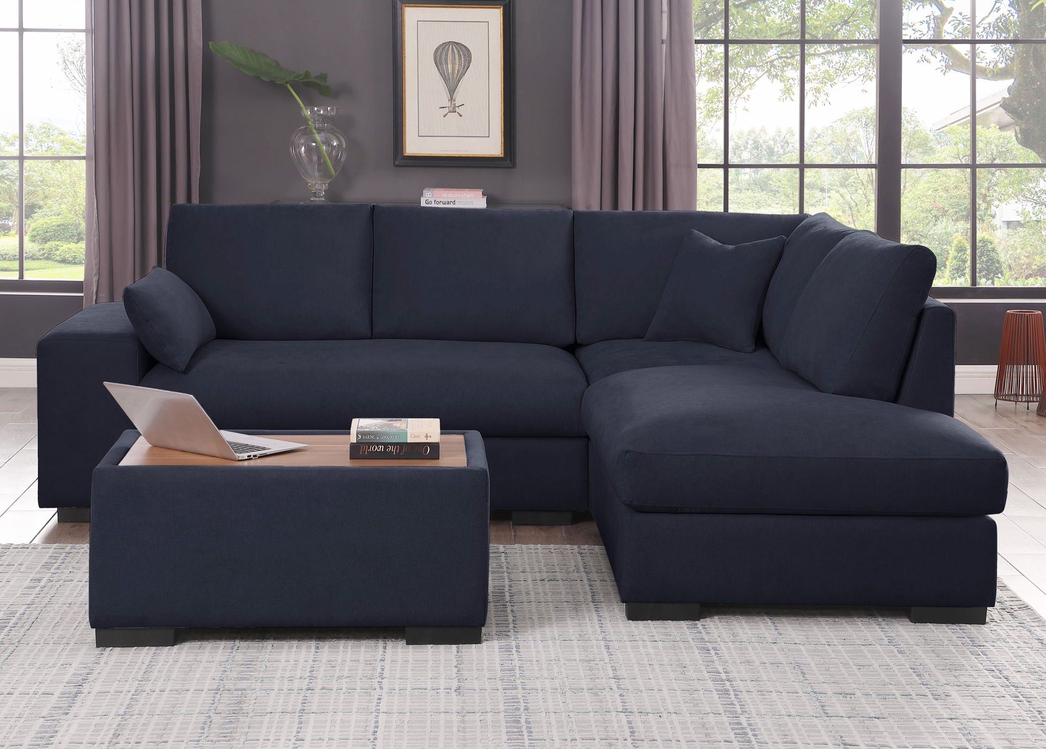Joshua - 100&quot; Sectional Sofa with Right Facing Chaise and Console Ottoman