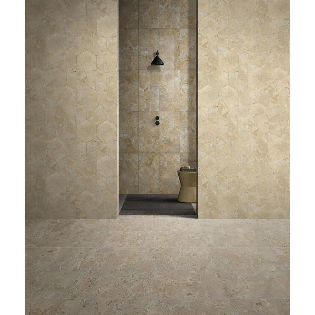 Marble Tile For Floor And Wall Honed 12 X 24&quot; Stone (Set of 4) - Beige / Gold
