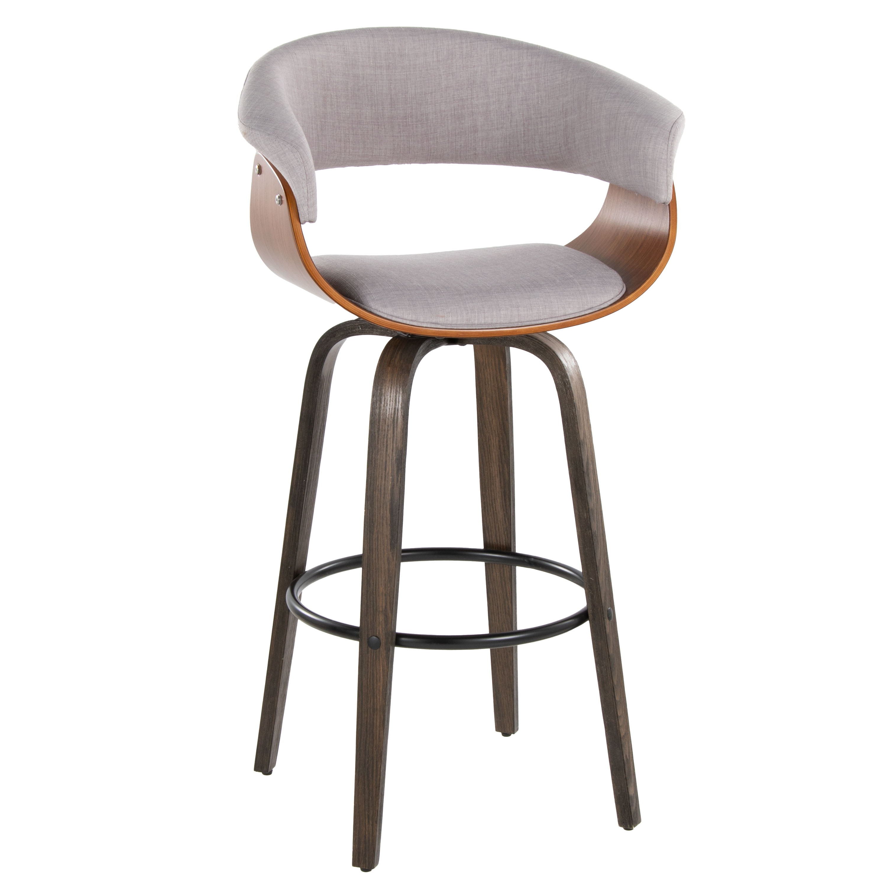Vintage Mod - Mid Century Modern Fixed Height Barstool With Swivel &amp; Round Footrest (Set of 2)