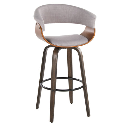 Vintage Mod - Mid Century Modern Fixed Height Barstool With Swivel &amp; Round Footrest (Set of 2)