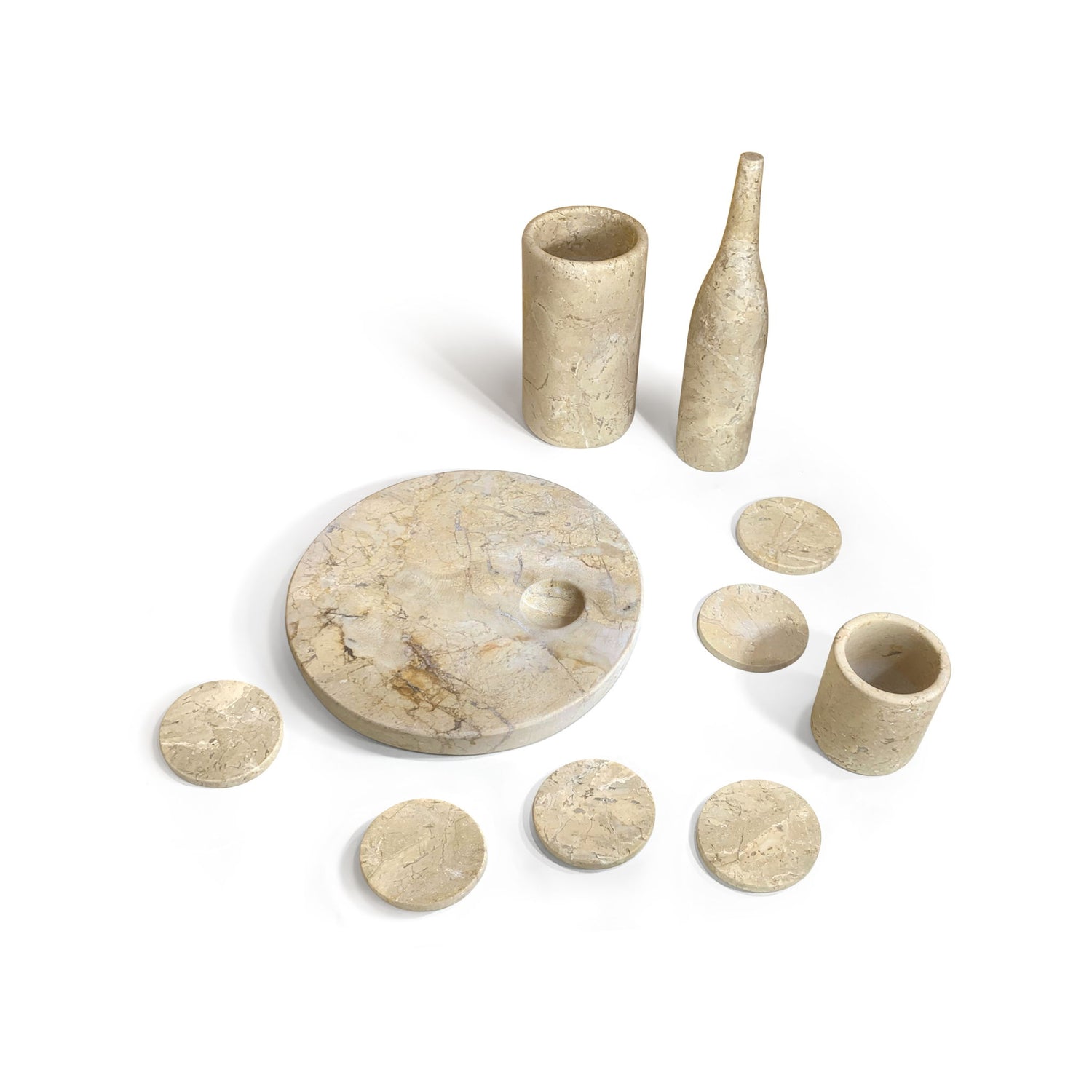 10 Pieces Luxury Natural Marble Dining Room Accessories Set