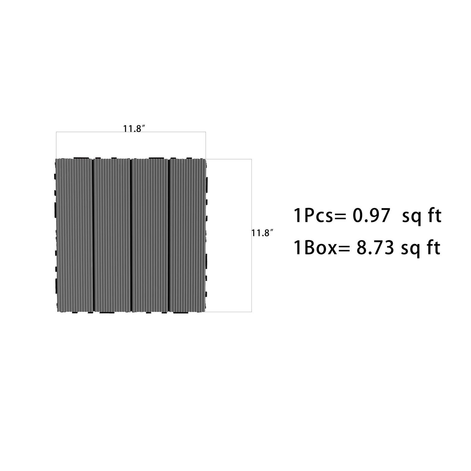 DIY Interlocking Deck Tiles Waterproof Outdoor And Indoor Flooring - Gray