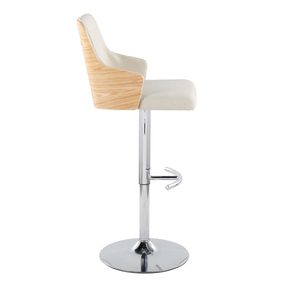 Stella - Contemporary Adjustable Barstool Stool With Swivel &amp; Rounded T Footrest (Set of 2)