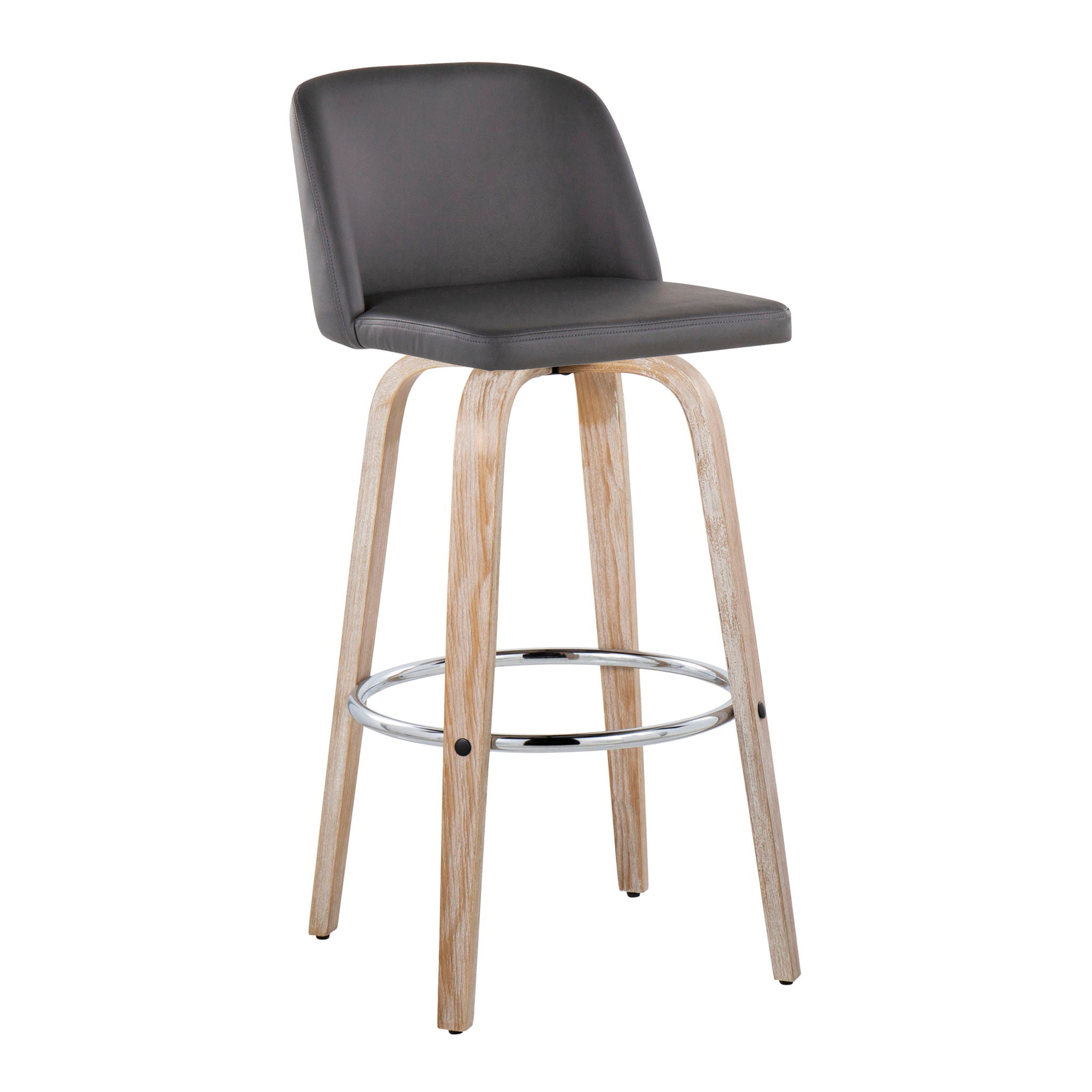 Toriano - Contemporary Fixed Height Barstool With Swivel &amp; Round Footrest (Set of 2)
