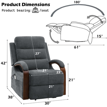 Kayla - Power Recliner With Lift &amp; Heating &amp; Massage (Zero Gravity) - Gray