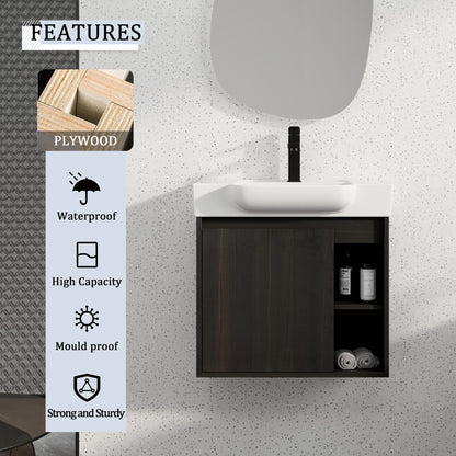 Wall Mounted Bathroom Vanity With Sink, Soft Close Door