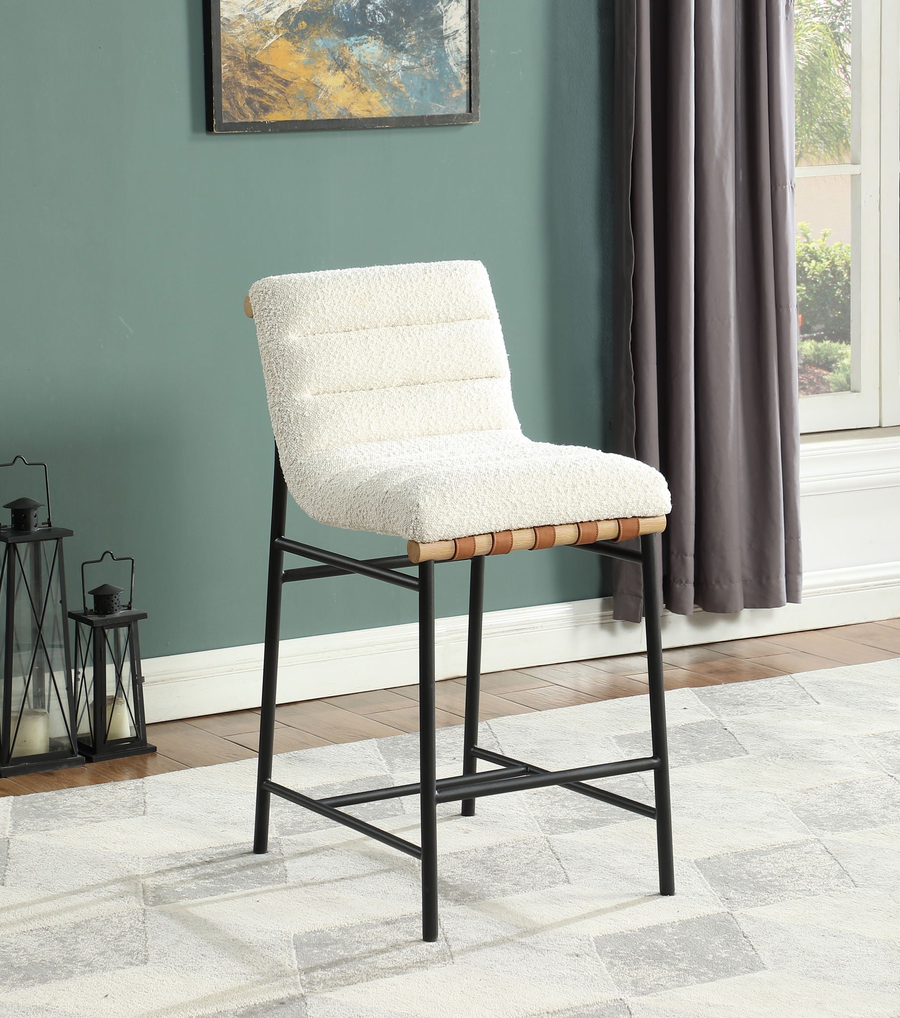 Lahni - 17&quot; Boucle Fabric Counter Height Chair