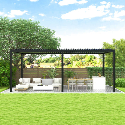 Louver Pergola Steel Louvers &amp; Frame - Black