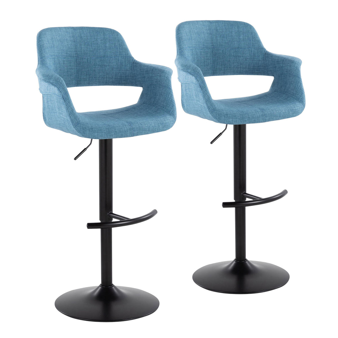 Vintage Flair - Mid Century Modern Adjustable Barstool With Swivel &amp; Rounded T Footrest (Set of 2)