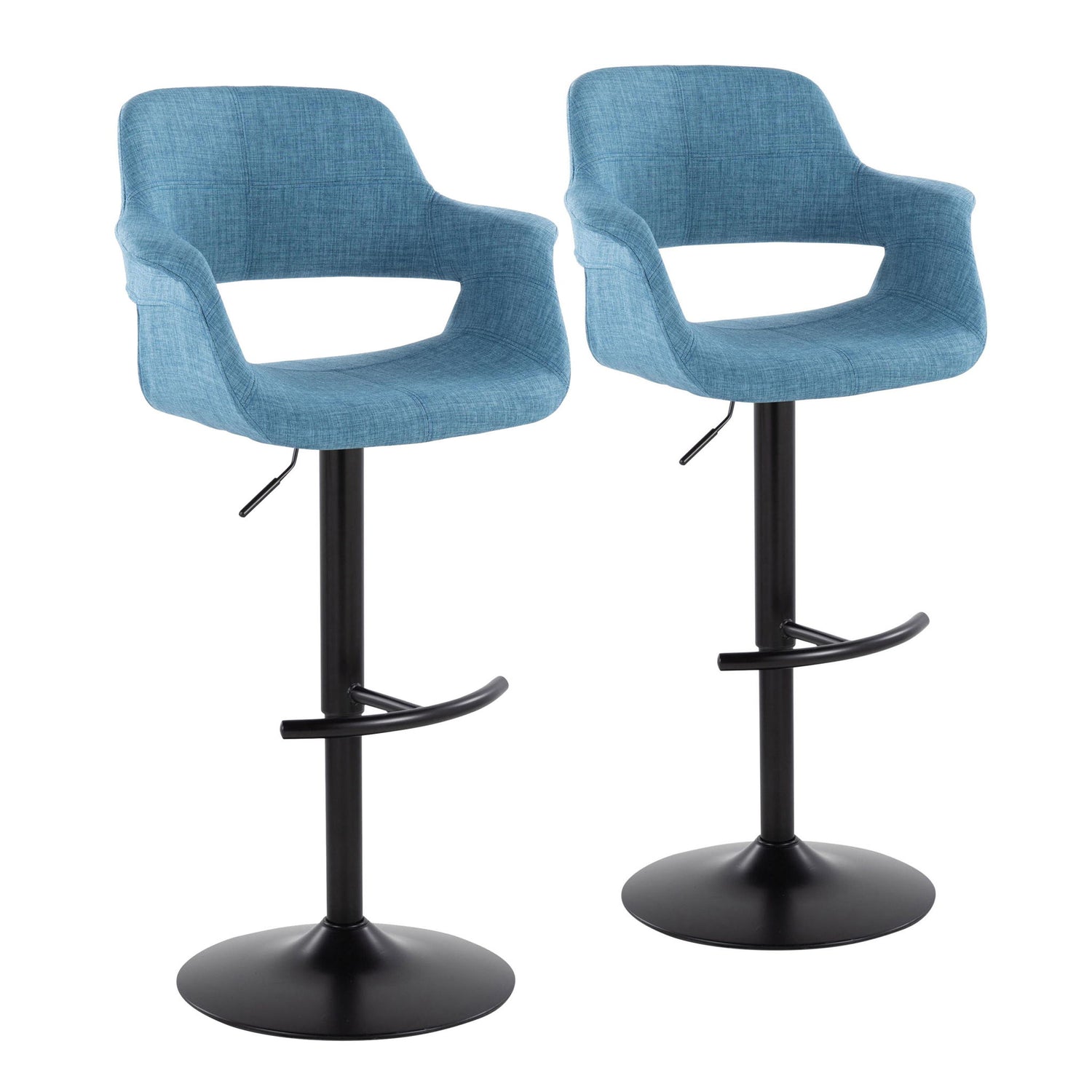 Vintage Flair - Mid Century Modern Adjustable Barstool With Swivel &amp; Rounded T Footrest (Set of 2)