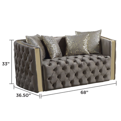 Naomi - Button Tufted Loveseat - Taupe