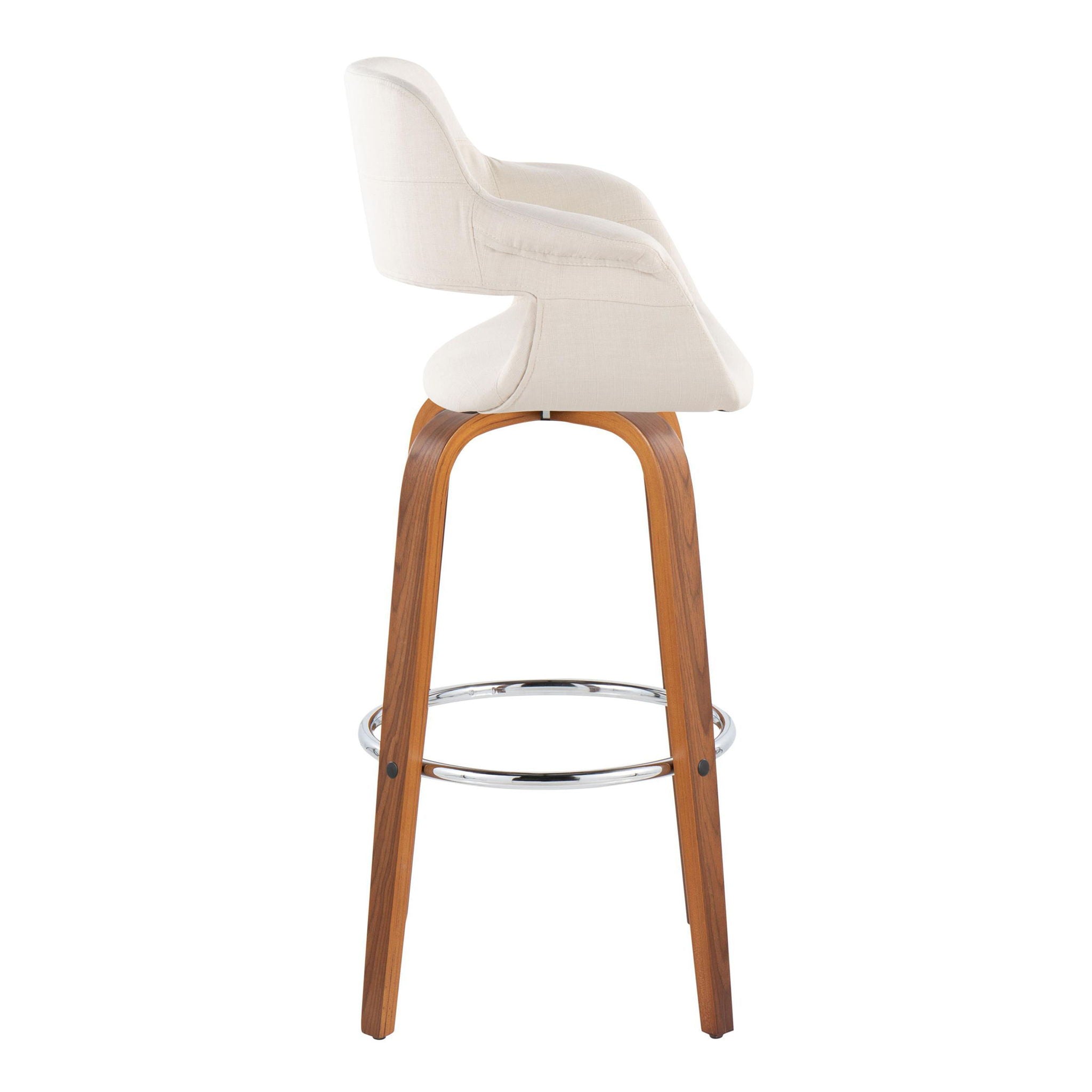 Vintage Flair - Mid Century Modern Fixed Height Barstool With Swivel &amp; Round Footrest (Set of 2)