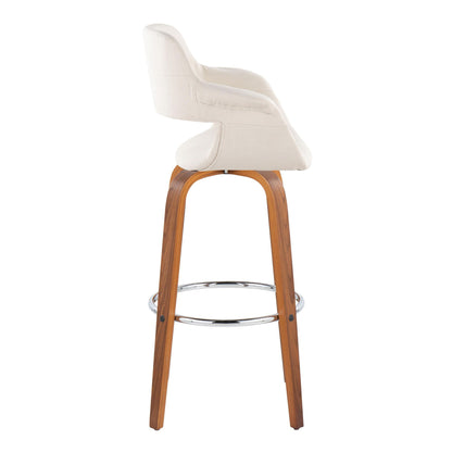 Vintage Flair - Mid Century Modern Fixed Height Barstool With Swivel &amp; Round Footrest (Set of 2)