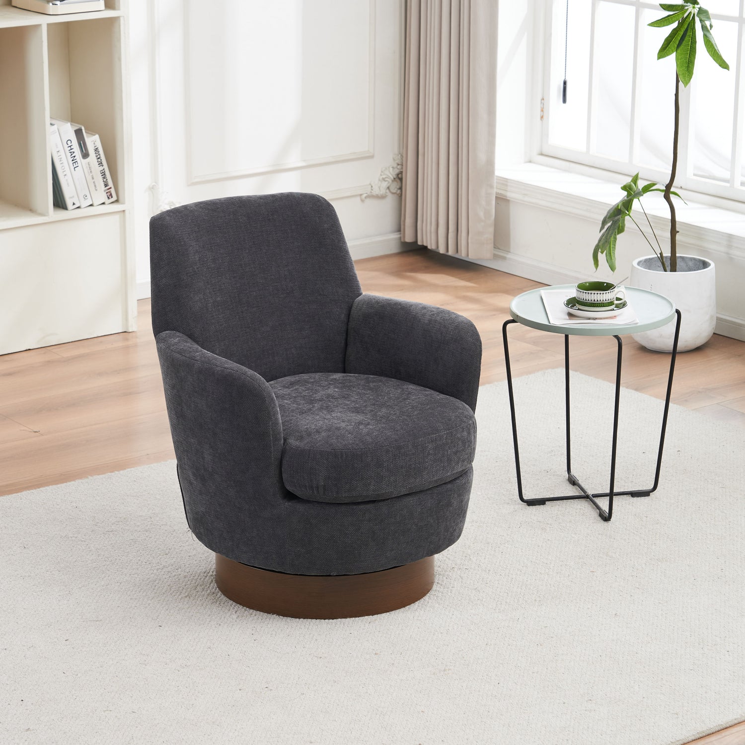 Swivel Accent Chairs Armchair With Stainless Steel Base