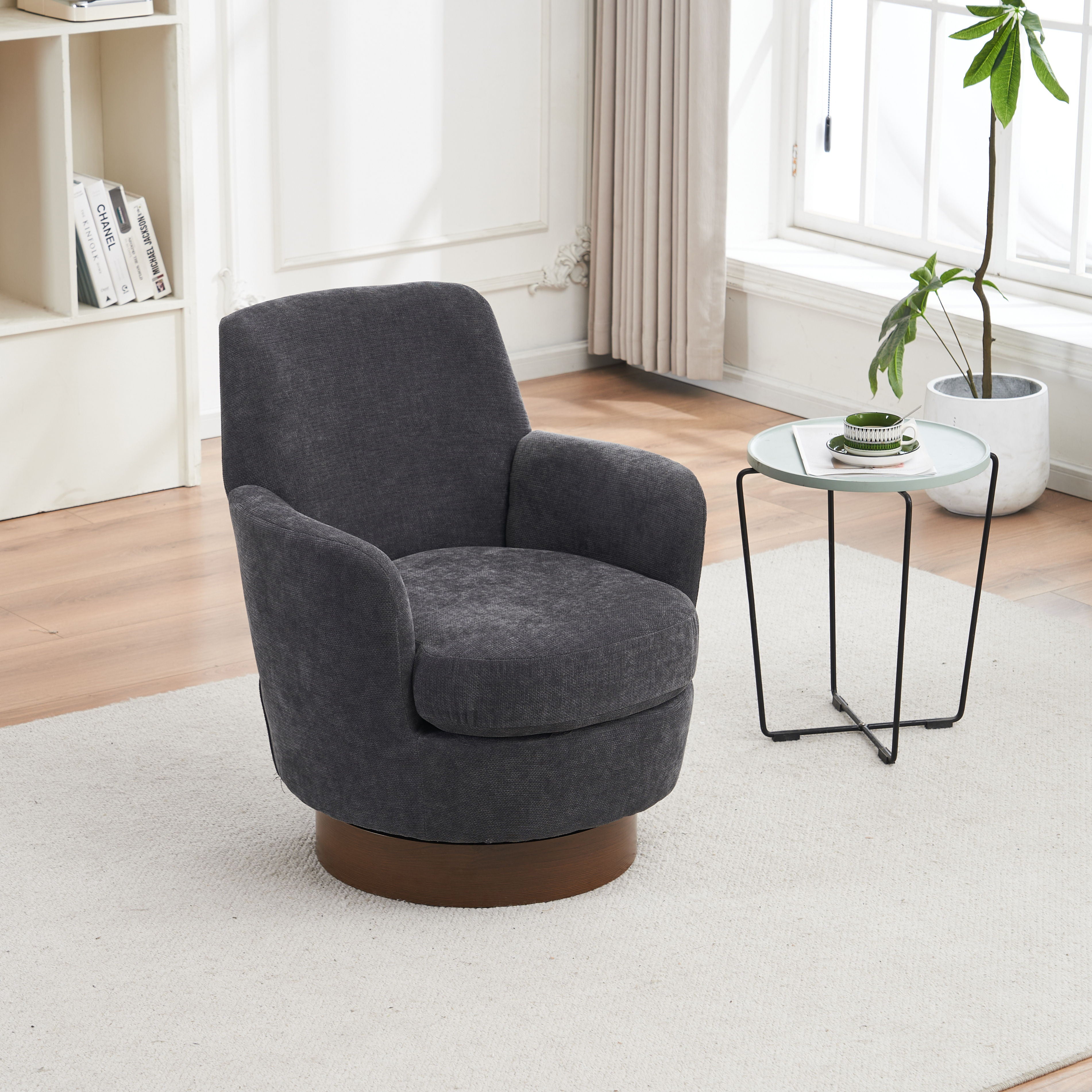 Swivel Accent Chairs Armchair With Stainless Steel Base