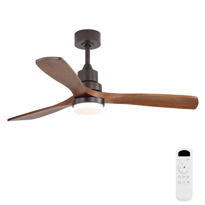52" Ceiling Fan With LED Light, 3 Adjustable Color Temperatures, Reversible DC Motor For Living Room &amp; Bedroom - Coffee