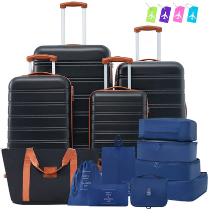 Hardshell Luggage Sets 4 Pieces + Bag Spinner Suitcase With Tsa Lock Lightweight - 16&quot; / 20&quot; / 24&quot; / 28&quot; Luggages